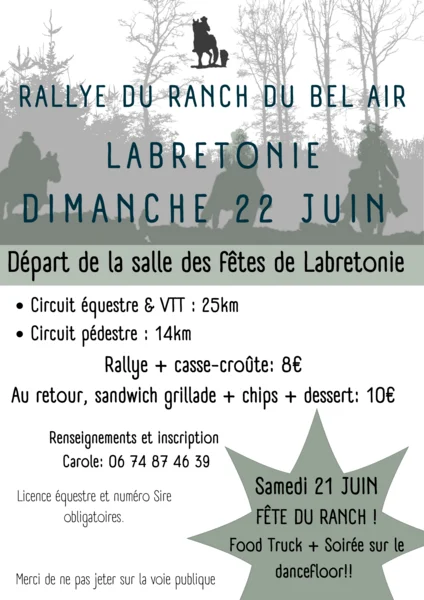 rallye equestre vtt pedestre 2025 ranch du bel air labretonie lot et garonne 47